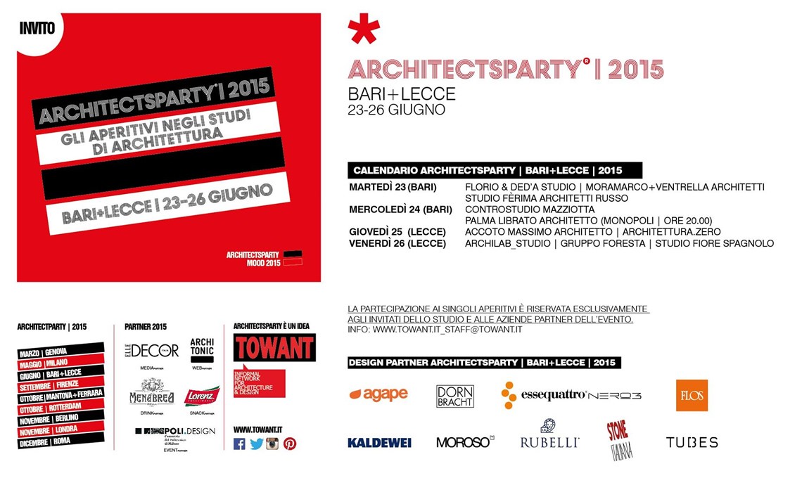 ArchitectsParty BARI + LECCE 2015 Gli aperitivi negli studi di architettura d'Italia
